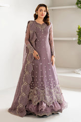 Embroidered chiffon front panel of Julia dress by Alizeh